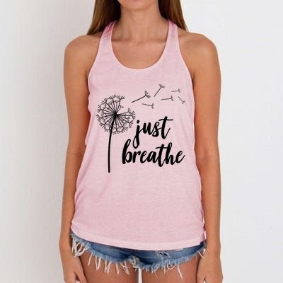 Just Breathe Dandelion Mental Health Women's Knotted Racerback Tank