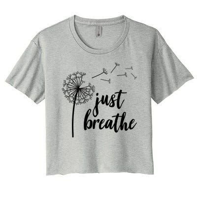 Just Breathe Dandelion Mental Health Women's Crop Top Tee