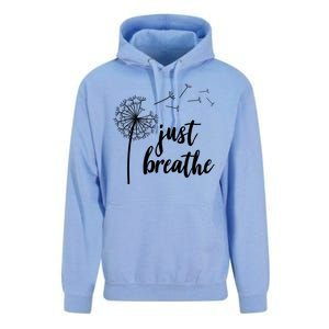 Just Breathe Dandelion Mental Health Unisex Surf Hoodie