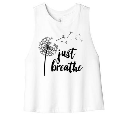 Just Breathe Dandelion Mental Health Women's Racerback Cropped Tank