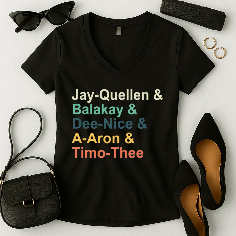 Jayquellen & Balakay & Deenice & Aaron & Timothee Women's V-Neck T-Shirt
