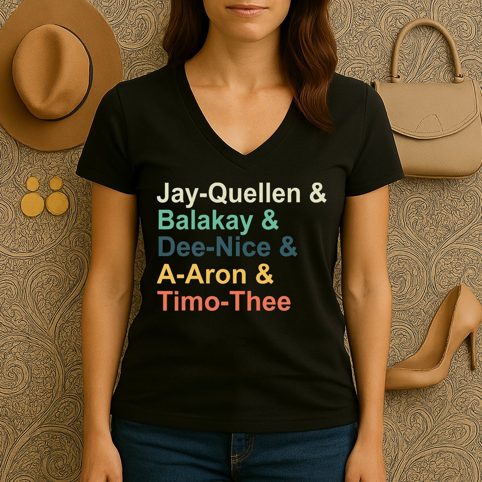 Jayquellen & Balakay & Deenice & Aaron & Timothee Women's V-Neck T-Shirt