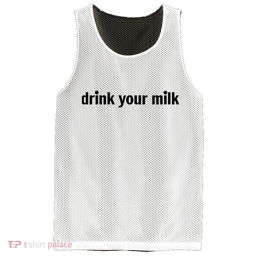 Drink Your Milk Daily Funny Meme Mesh Reversible Basketball Jersey Tank