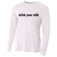Drink Your Milk Daily Funny Meme Cooling Performance Long Sleeve Crew