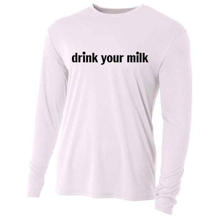 Drink Your Milk Daily Funny Meme Cooling Performance Long Sleeve Crew