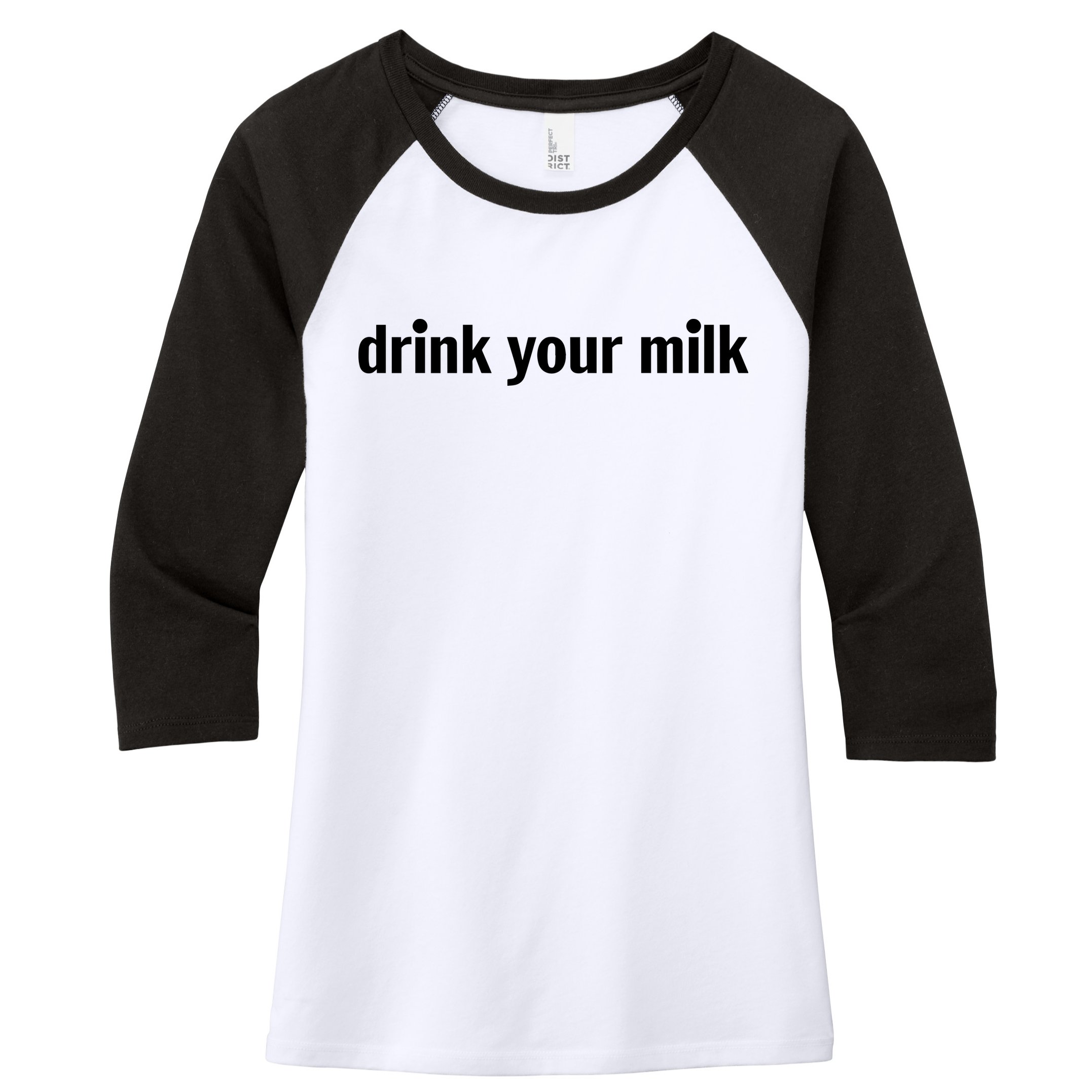 Drink Your Milk Daily Funny Meme Women's Tri-Blend 3/4-Sleeve Raglan Shirt