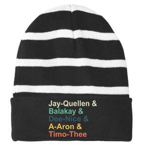 Jayquellen & Balakay & Deenice & Aaron & Timothee Striped Beanie with Solid Band