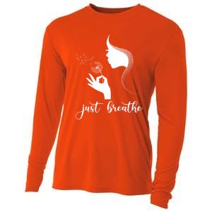 Just Breathe Dandelion Flower Wildflower Tra Gift Cooling Performance Long Sleeve Crew