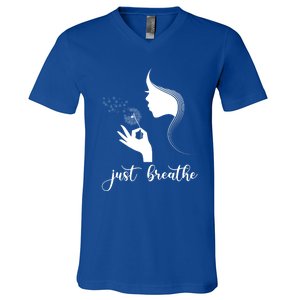 Just Breathe Dandelion Flower Wildflower Tra Gift V-Neck T-Shirt