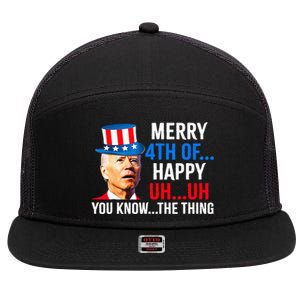 Joe Biden Dazed Biden Confused Merry Happy Funny 4th Of July 7 Panel Mesh Trucker Snapback Hat