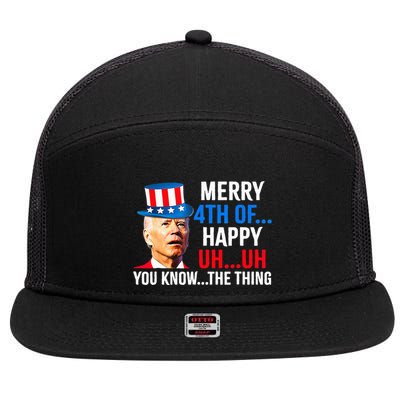 Joe Biden Dazed Biden Confused Merry Happy Funny 4th Of July 7 Panel Mesh Trucker Snapback Hat
