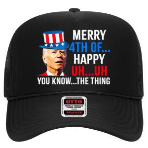 Joe Biden Dazed Biden Confused Merry Happy Funny 4th Of July High Crown Mesh Back Trucker Hat