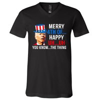 Joe Biden Dazed Biden Confused Merry Happy Funny 4th Of July V-Neck T-Shirt