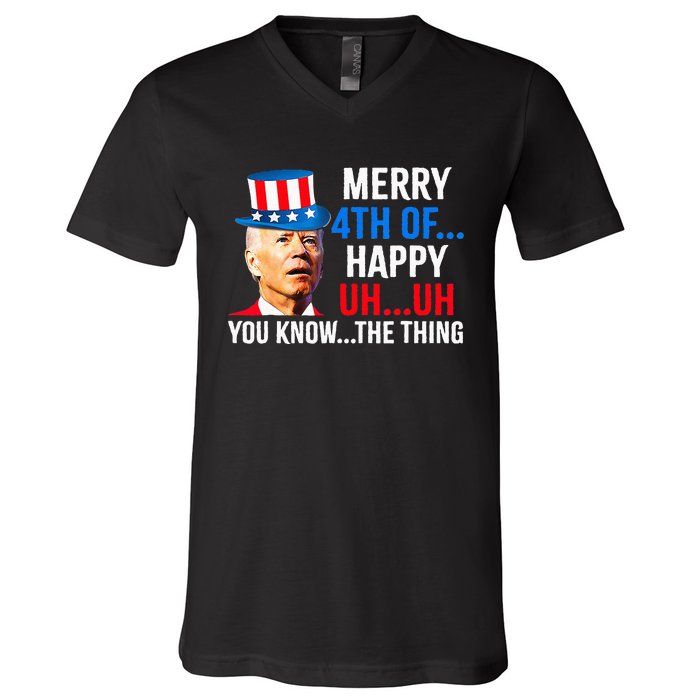 Joe Biden Dazed Biden Confused Merry Happy Funny 4th Of July V-Neck T-Shirt