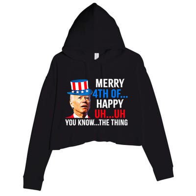 Joe Biden Dazed Biden Confused Merry Happy Funny 4th Of July Crop Fleece Hoodie