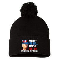 Joe Biden Dazed Biden Confused Merry Happy Funny 4th Of July Pom Pom 12in Knit Beanie