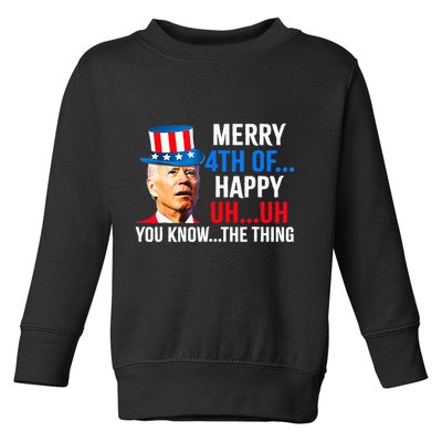 Joe Biden Dazed Biden Confused Merry Happy Funny 4th Of July Toddler Sweatshirt