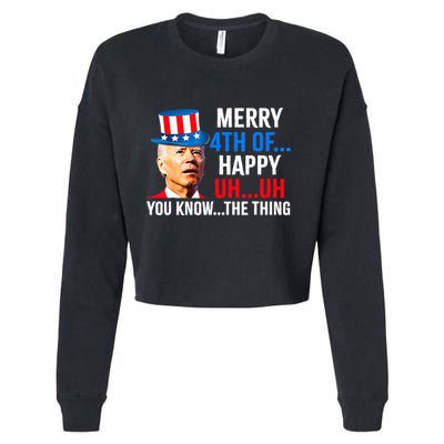 Joe Biden Dazed Biden Confused Merry Happy Funny 4th Of July Cropped Pullover Crew