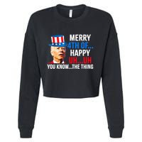 Joe Biden Dazed Biden Confused Merry Happy Funny 4th Of July Cropped Pullover Crew