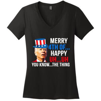 Joe Biden Dazed Biden Confused Merry Happy Funny 4th Of July Women's V-Neck T-Shirt