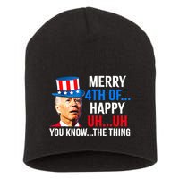 Joe Biden Dazed Biden Confused Merry Happy Funny 4th Of July Short Acrylic Beanie
