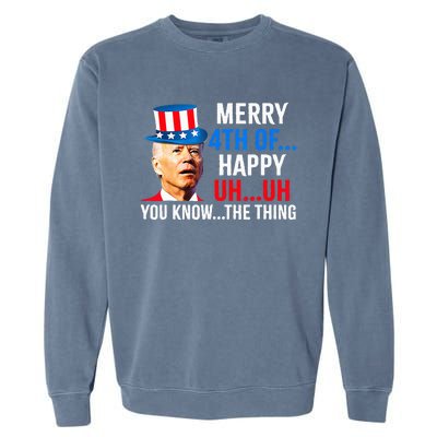 Joe Biden Dazed Biden Confused Merry Happy Funny 4th Of July Garment-Dyed Sweatshirt