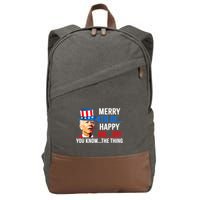 Joe Biden Dazed Biden Confused Merry Happy Funny 4th Of July Cotton Canvas Backpack