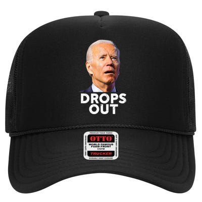 Joe Biden Drops Out 2024 High Crown Mesh Back Trucker Hat