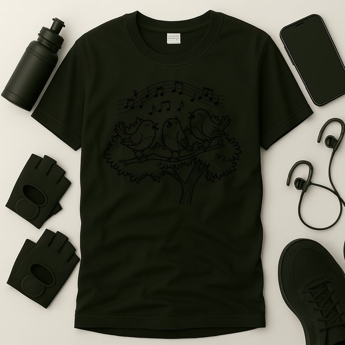 Joyful Birds Design, Nature Art, Bird Song Motif T-Shirt