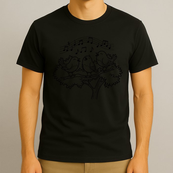 Joyful Birds Design, Nature Art, Bird Song Motif T-Shirt