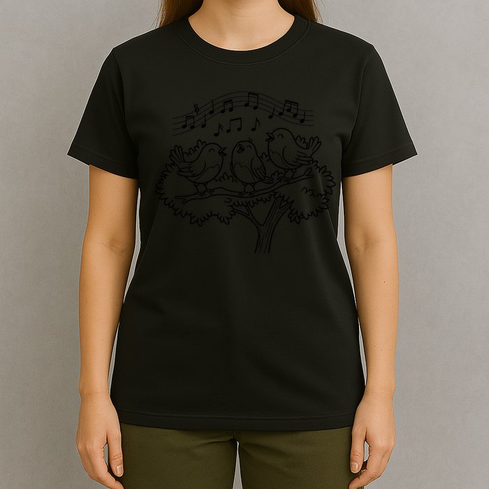 Joyful Birds Design, Nature Art, Bird Song Motif T-Shirt