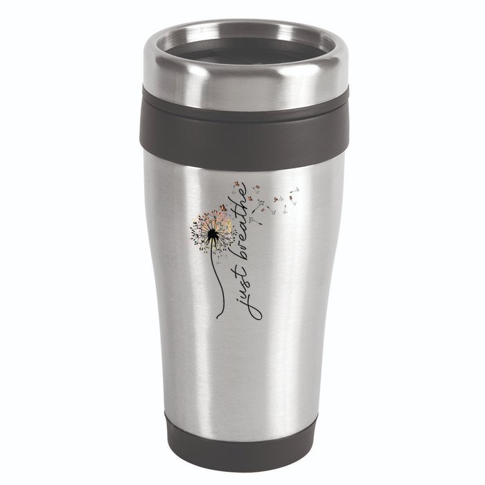 Just Breathe Dandelion And Buterflies Summer Top 16oz Travel Tumbler