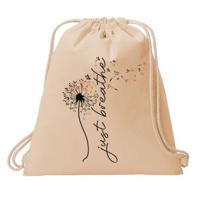Just Breathe Dandelion And Buterflies Summer Top Drawstring Bag