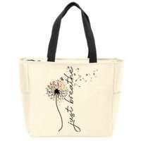 Just Breathe Dandelion And Buterflies Summer Top Zip Tote Bag