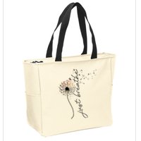 Just Breathe Dandelion And Buterflies Summer Top Zip Tote Bag