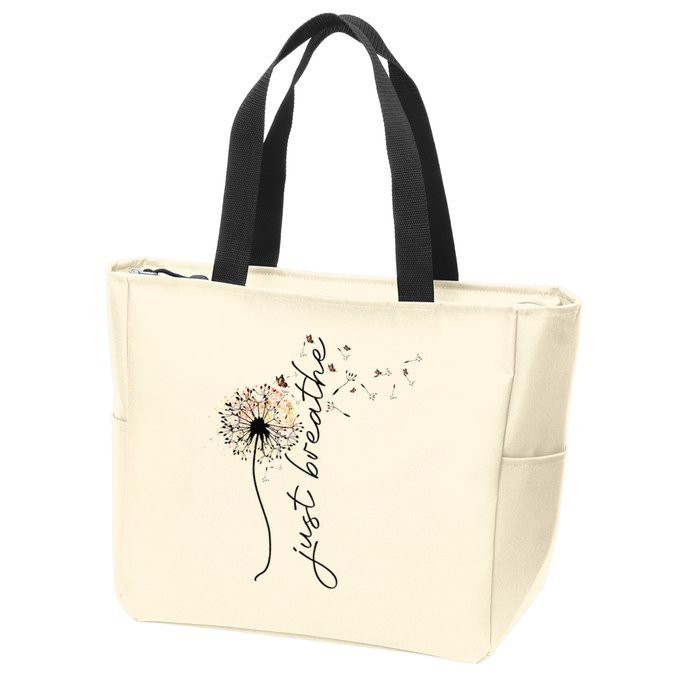 Just Breathe Dandelion And Buterflies Summer Top Zip Tote Bag