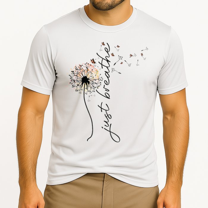 Just Breathe Dandelion And Buterflies Summer Top Cooling Performance Crew T-Shirt