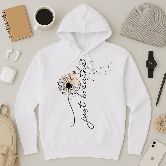 Just Breathe Dandelion And Buterflies Summer Top Hoodie