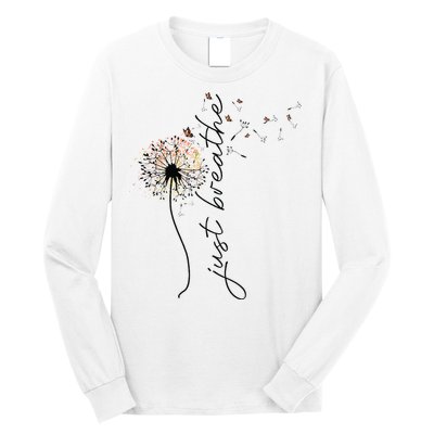Just Breathe Dandelion And Buterflies Summer Top Long Sleeve Shirt