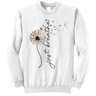 Just Breathe Dandelion And Buterflies Summer Top Sweatshirt