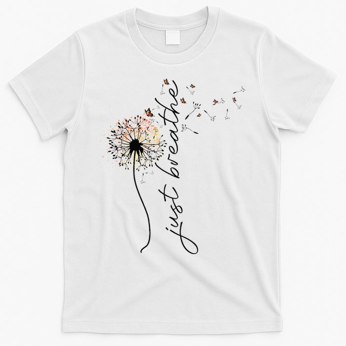 Just Breathe Dandelion And Buterflies Summer Top T-Shirt