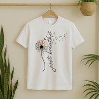 Just Breathe Dandelion And Buterflies Summer Top T-Shirt