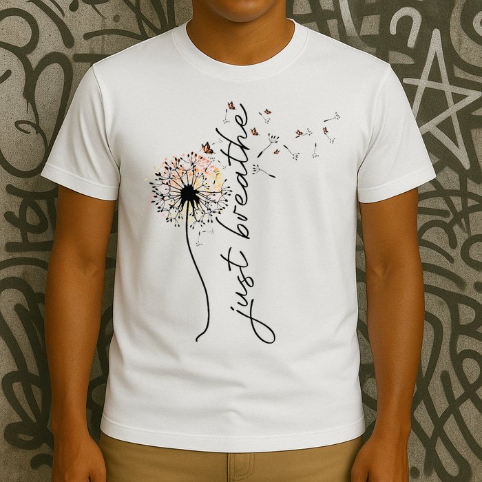 Just Breathe Dandelion And Buterflies Summer Top T-Shirt