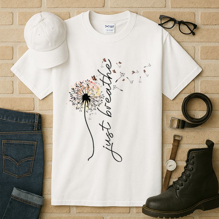 Just Breathe Dandelion And Buterflies Summer Top Tall T-Shirt