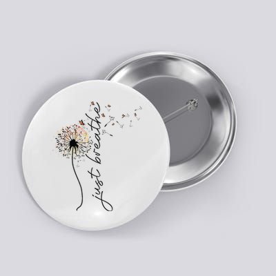 Just Breathe Dandelion And Buterflies Summer Top Button