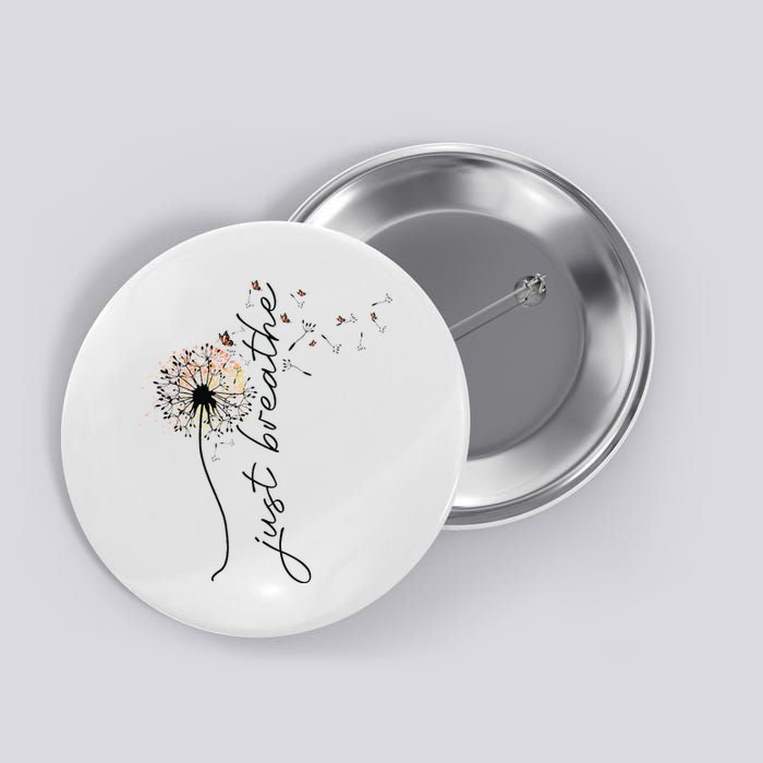 Just Breathe Dandelion And Buterflies Summer Top Button