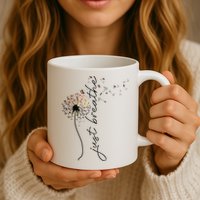 Just Breathe Dandelion And Buterflies Summer Top Mug