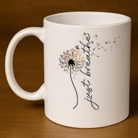 Just Breathe Dandelion And Buterflies Summer Top 11oz C Handle Ceramic Mug