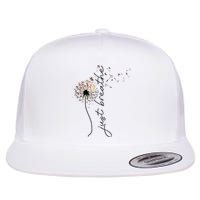 Just Breathe Dandelion And Buterflies Summer Top Flat Bill Trucker Hat