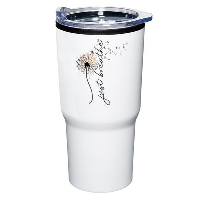 Just Breathe Dandelion And Buterflies Summer Top Tumbler